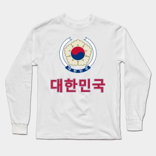 Republic of Korea - Coat of Arms Design (Korean Text) Long Sleeve T-Shirt